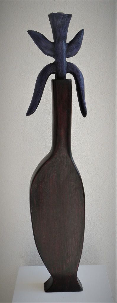 Ikebana (chêne/peintures acryliques/cire)
